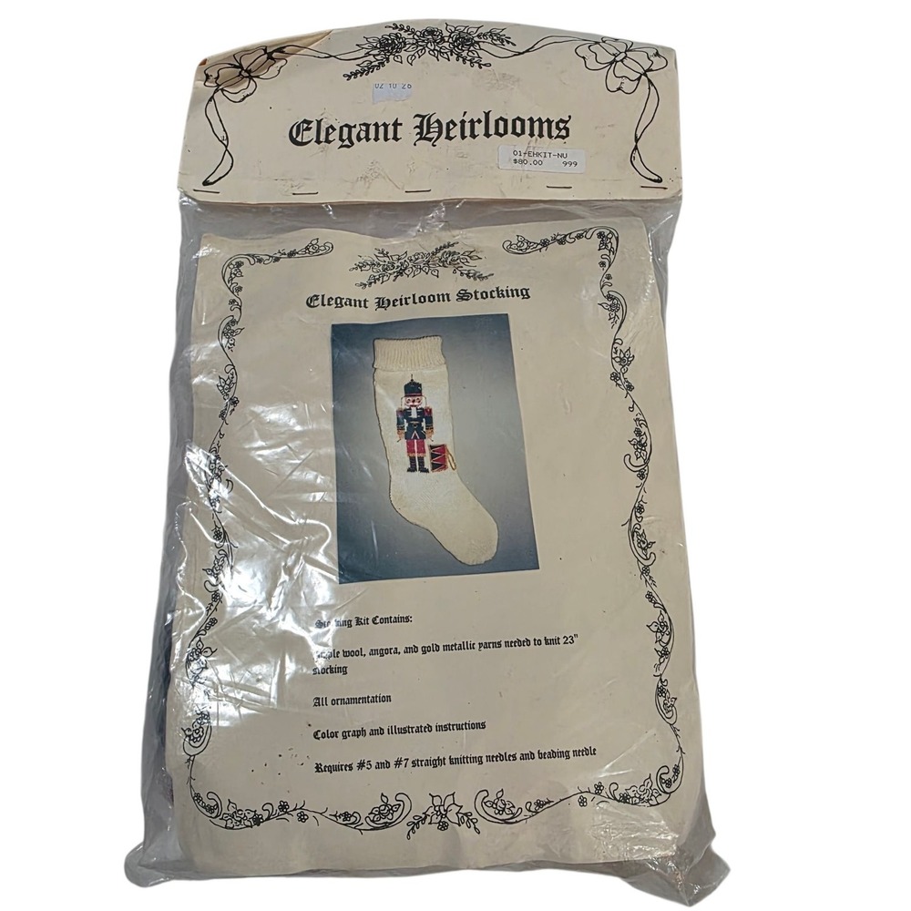 RARE Vintage Elegant Heirlooms Nutcracker Christmas Stocking Knitting Kit 23"